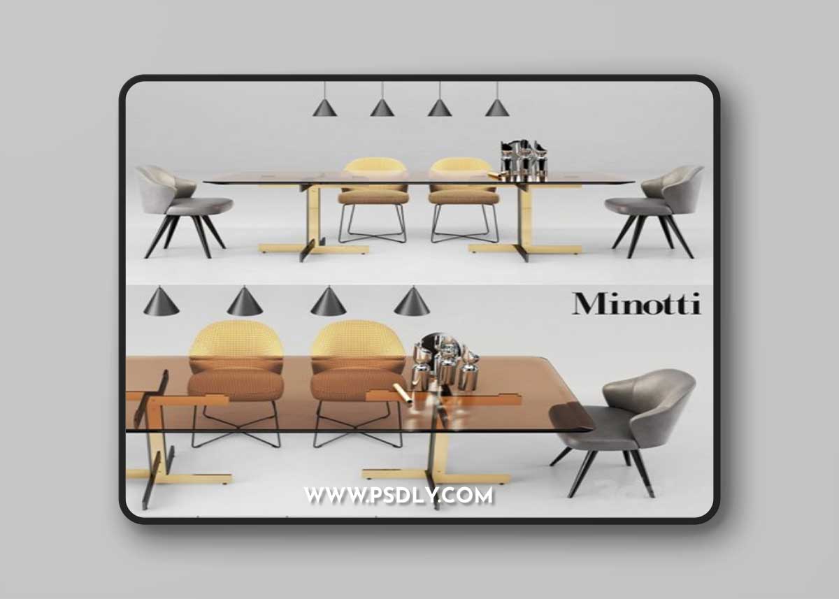 Minotti Catlin Dining Table and Leslie Dining Chairs