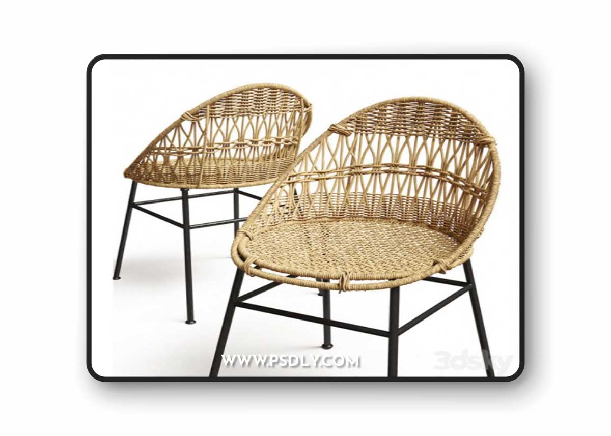 Rounded Wicker Rattan Dining Desk Chair