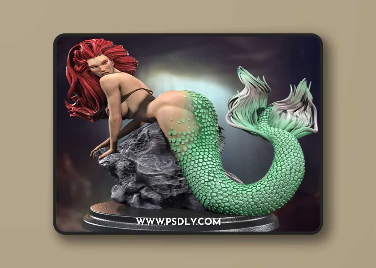 Siryll - Little Creepy Mermaid - Ariel Pinup – 3D Print Model
