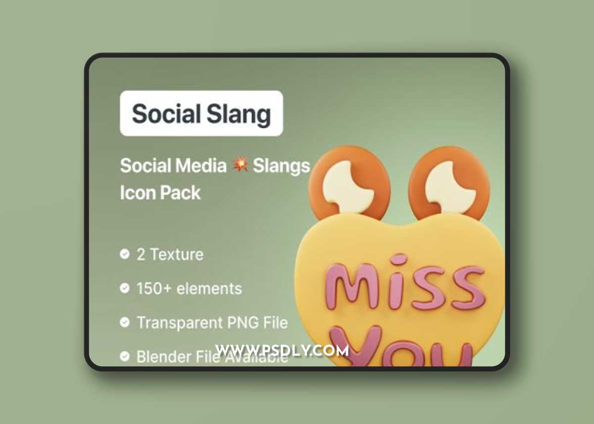 Social Slang – Best 3D Social Media Slangs Icon Pack Ui8.net