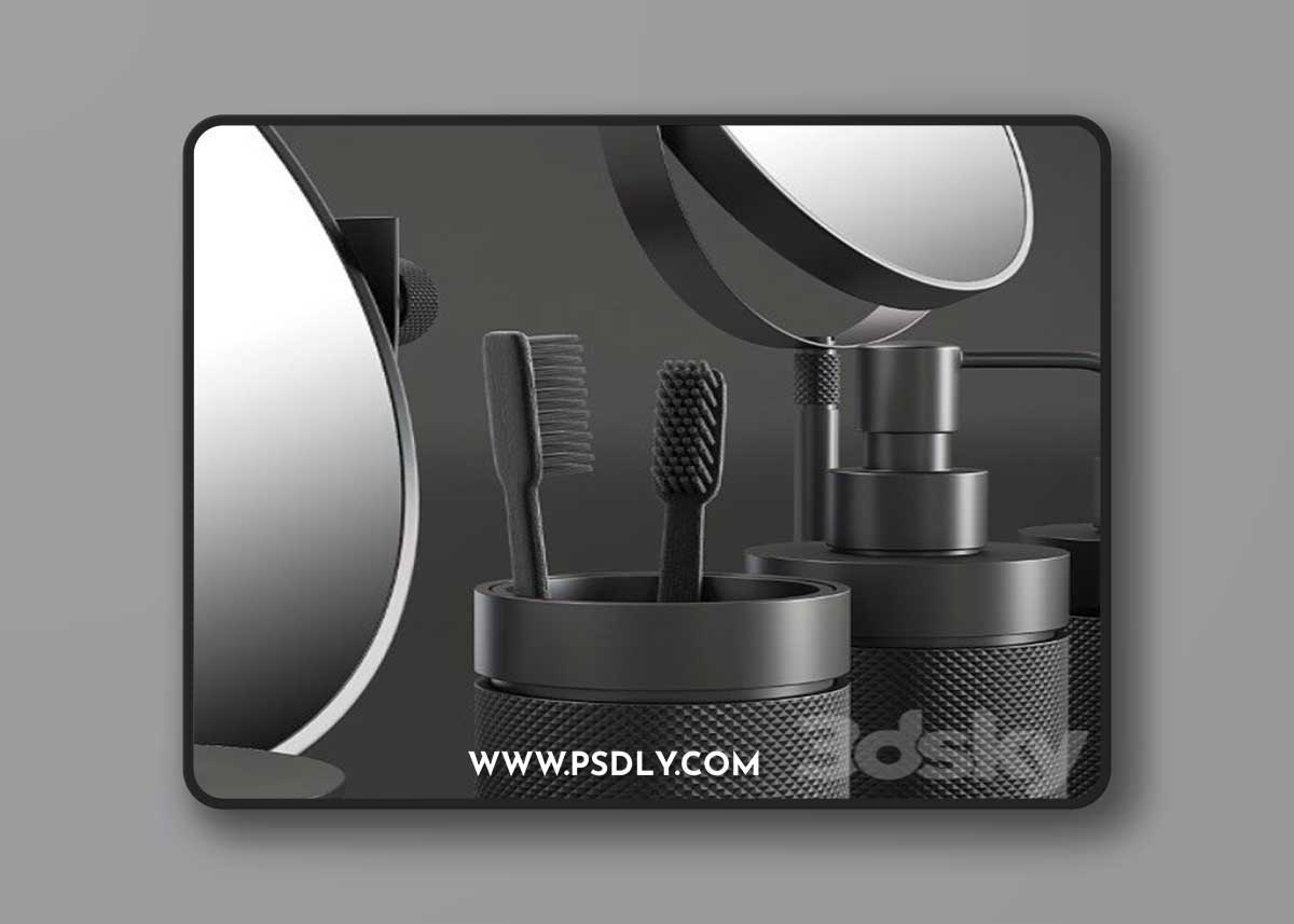 088 Bathroom Decor Set Accessories Charcoal Matte 00