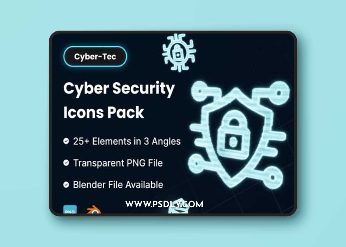 Cyber-Tec | Cyber Security 3D Icon Pack Ui8.net