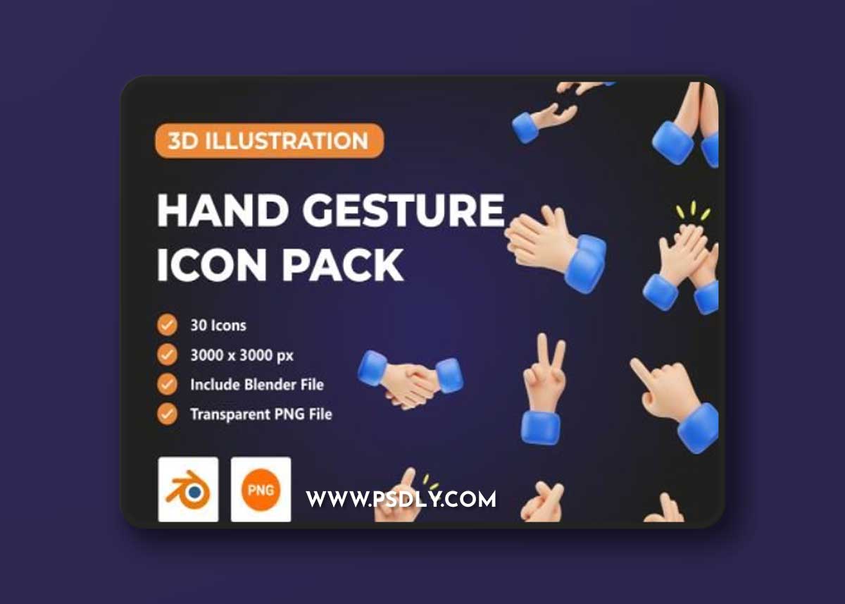 Hand Gesture 3D Icon Pack Ui8.net