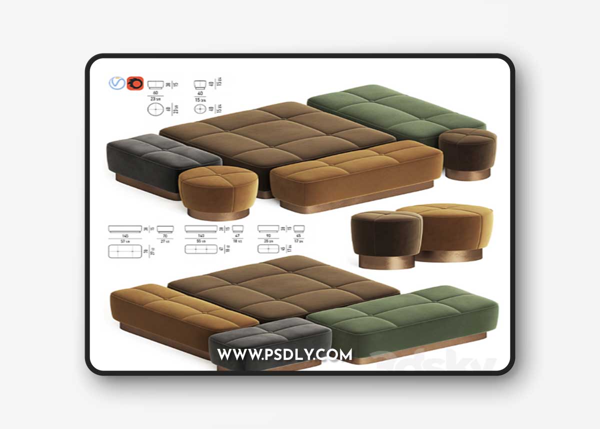 Jacques Pouf Set Minotti