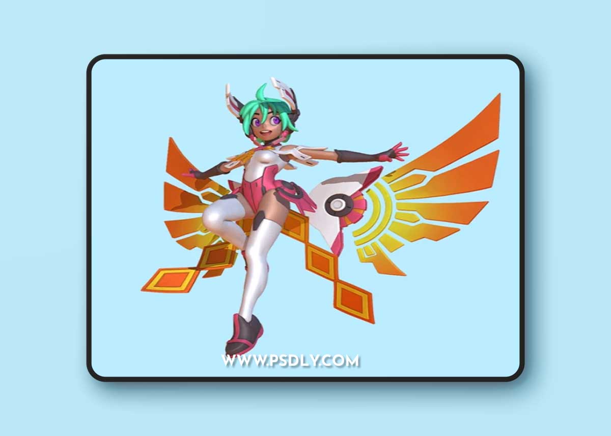 Manga Angel and Witch on broom – 3D Print Model