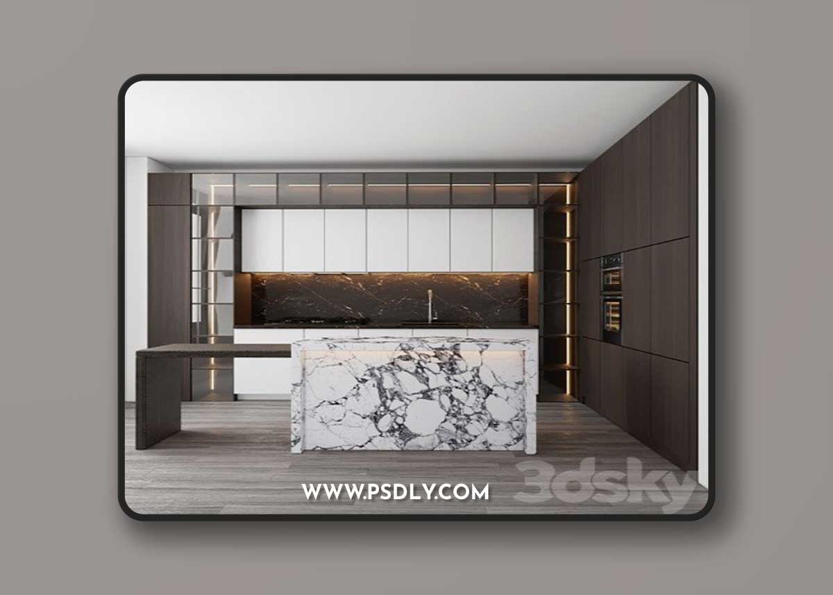 Modern kitchen with island 006 3D Model