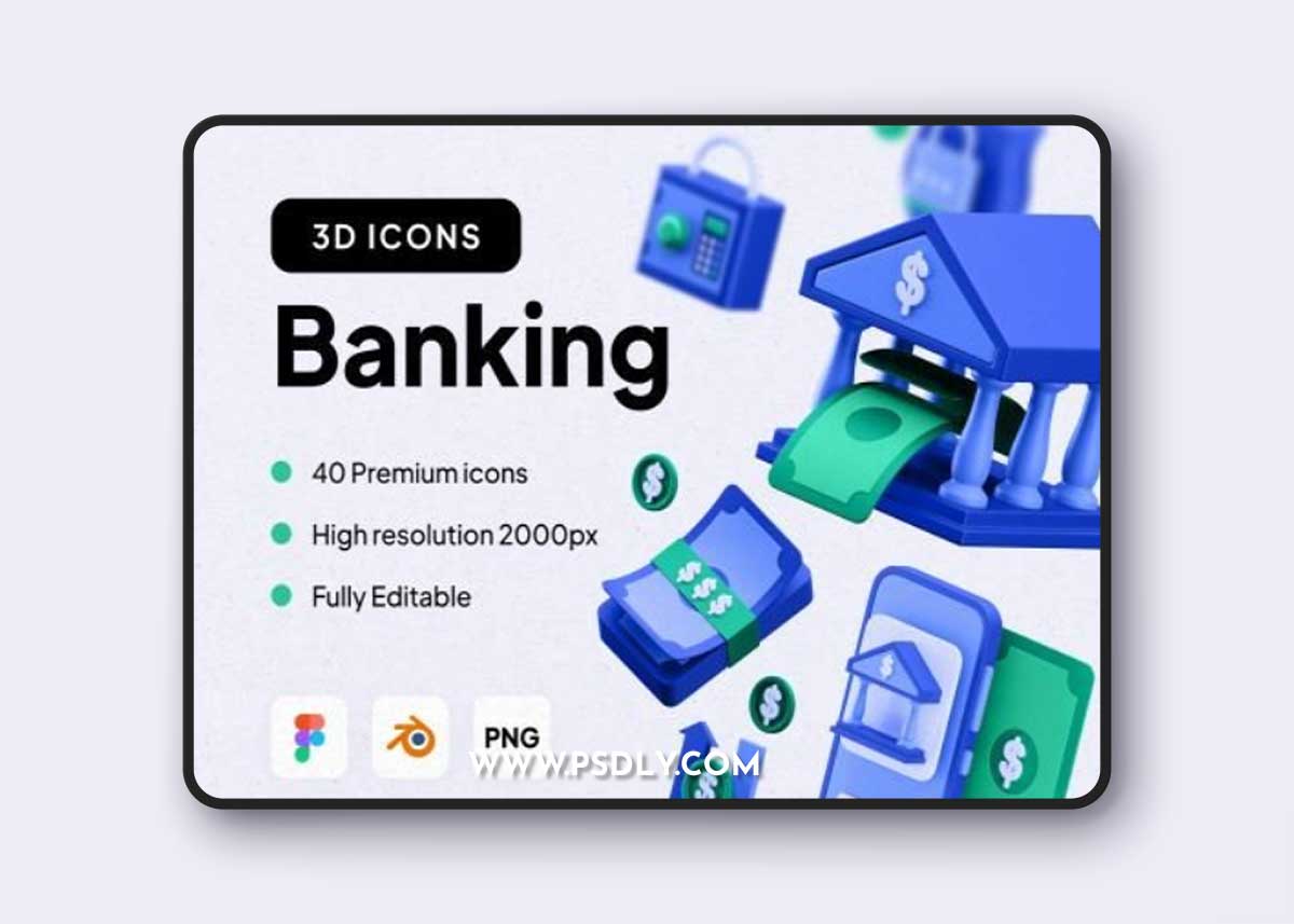 Multiangle 3D Banking Icons Ui8.net