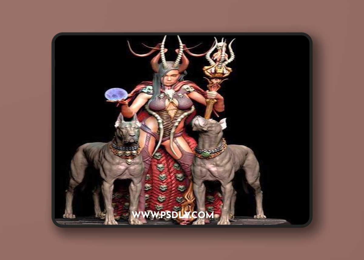 Printomancer - Astarte with dogs – 3D Print Model