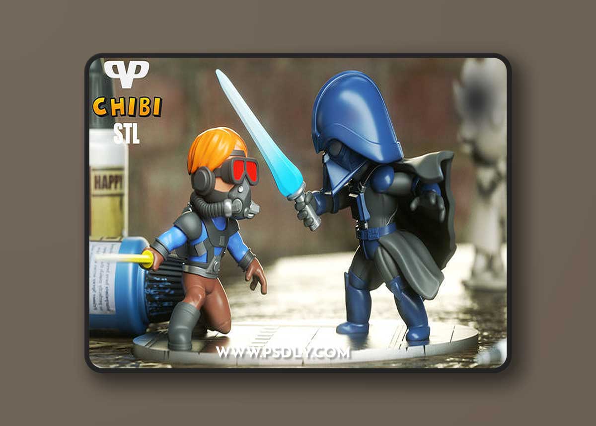 Ralph Mcquarrie Luke vs Vader Chibi – 3D Print Model