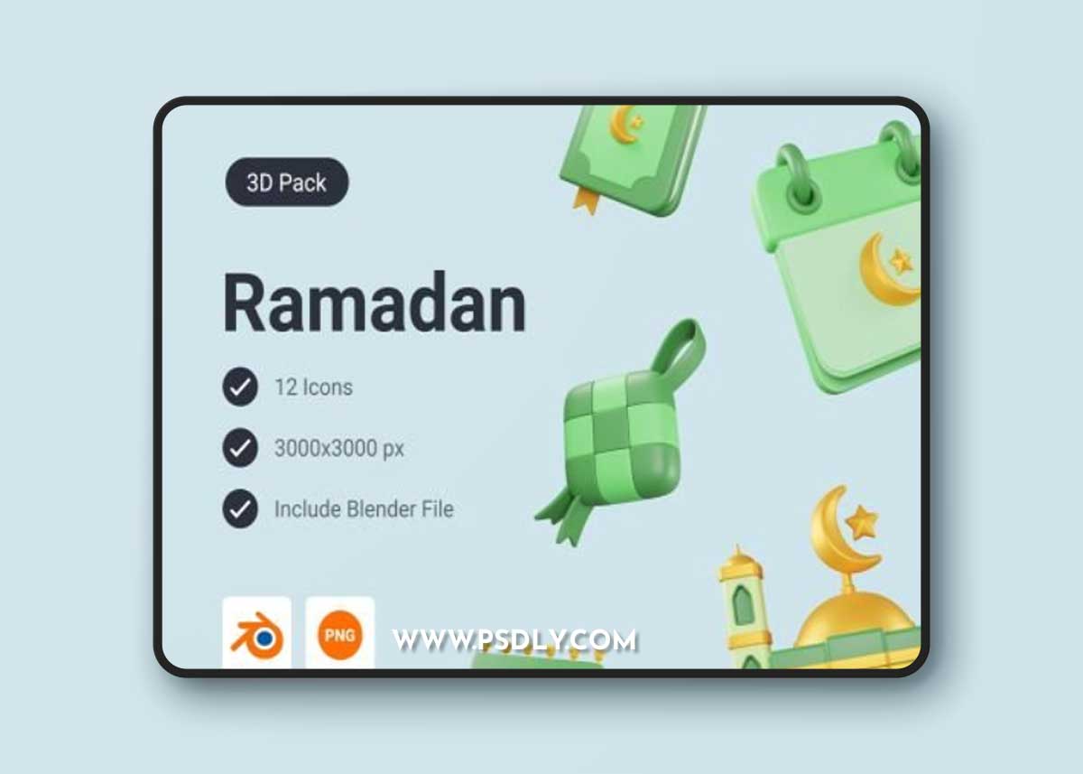 Ramadan and Eid Mubarak 3D Icon Pack Ui8.net