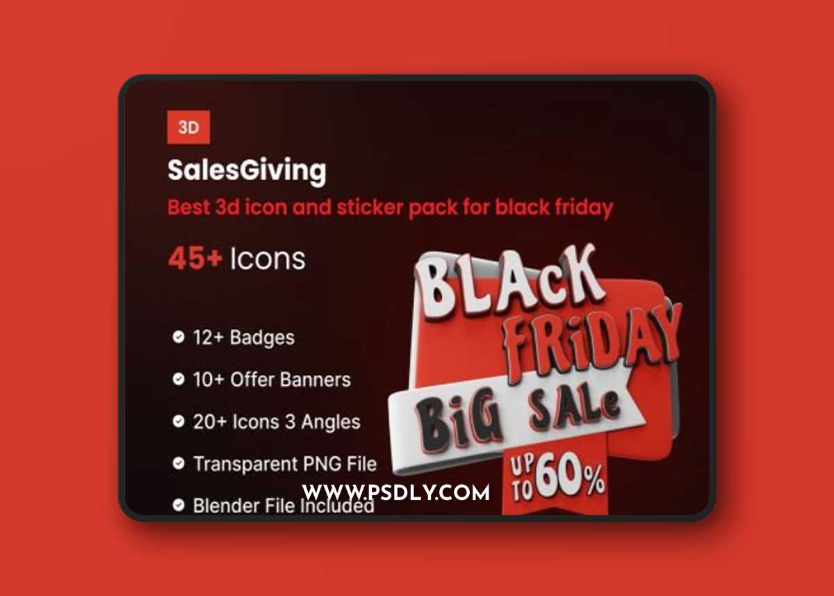 SalesGiving | Best 3D icon and sticker pack for Black Friday Ui8.net