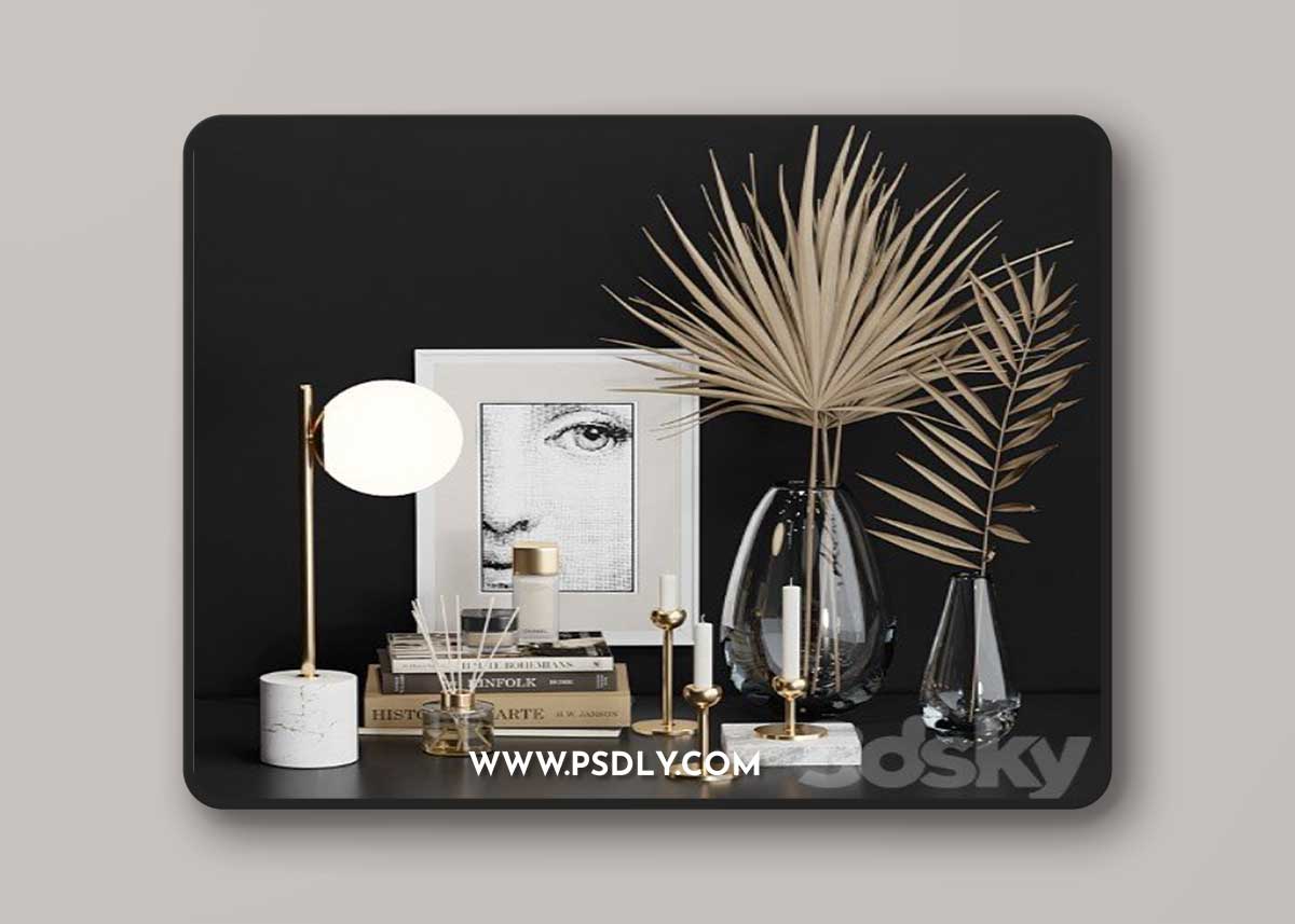West Elm Decor Set with Dry Palm