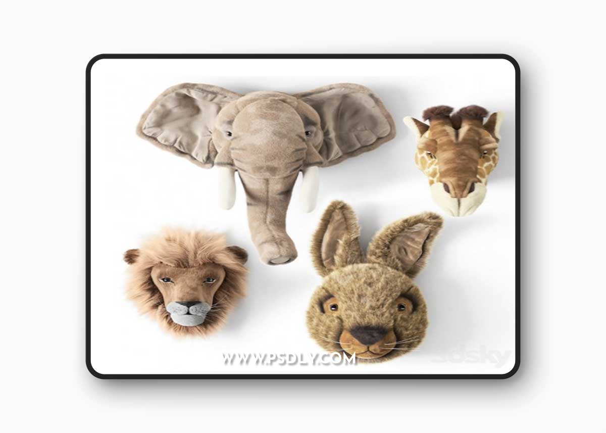 ANIMAL HEAD WALL BUSTS Elephant Giraffe Hare Lion