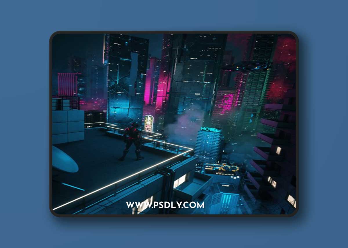C4D Octane render CBD cyberpunk city SCIFI CITY Night city club