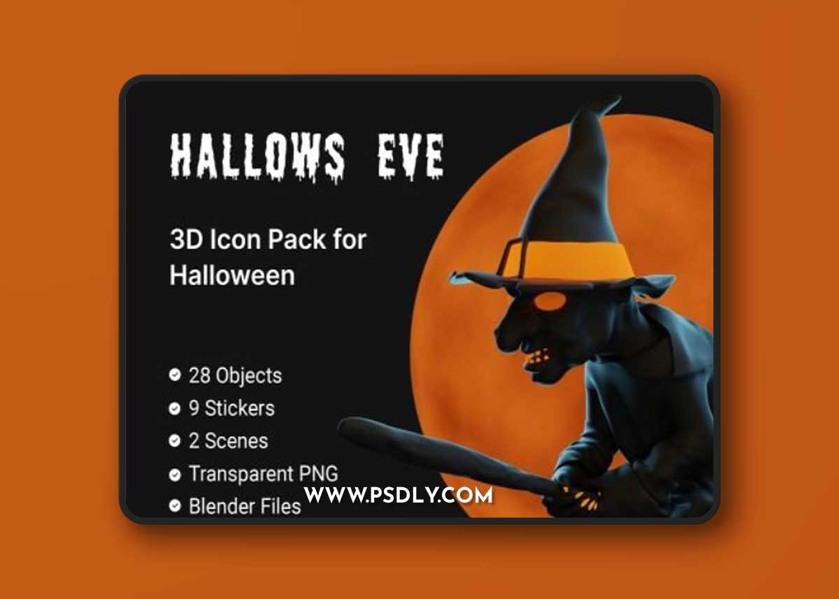 Hallows Eve - Halloween 3D Icon & Sticker Pack Ui8.net