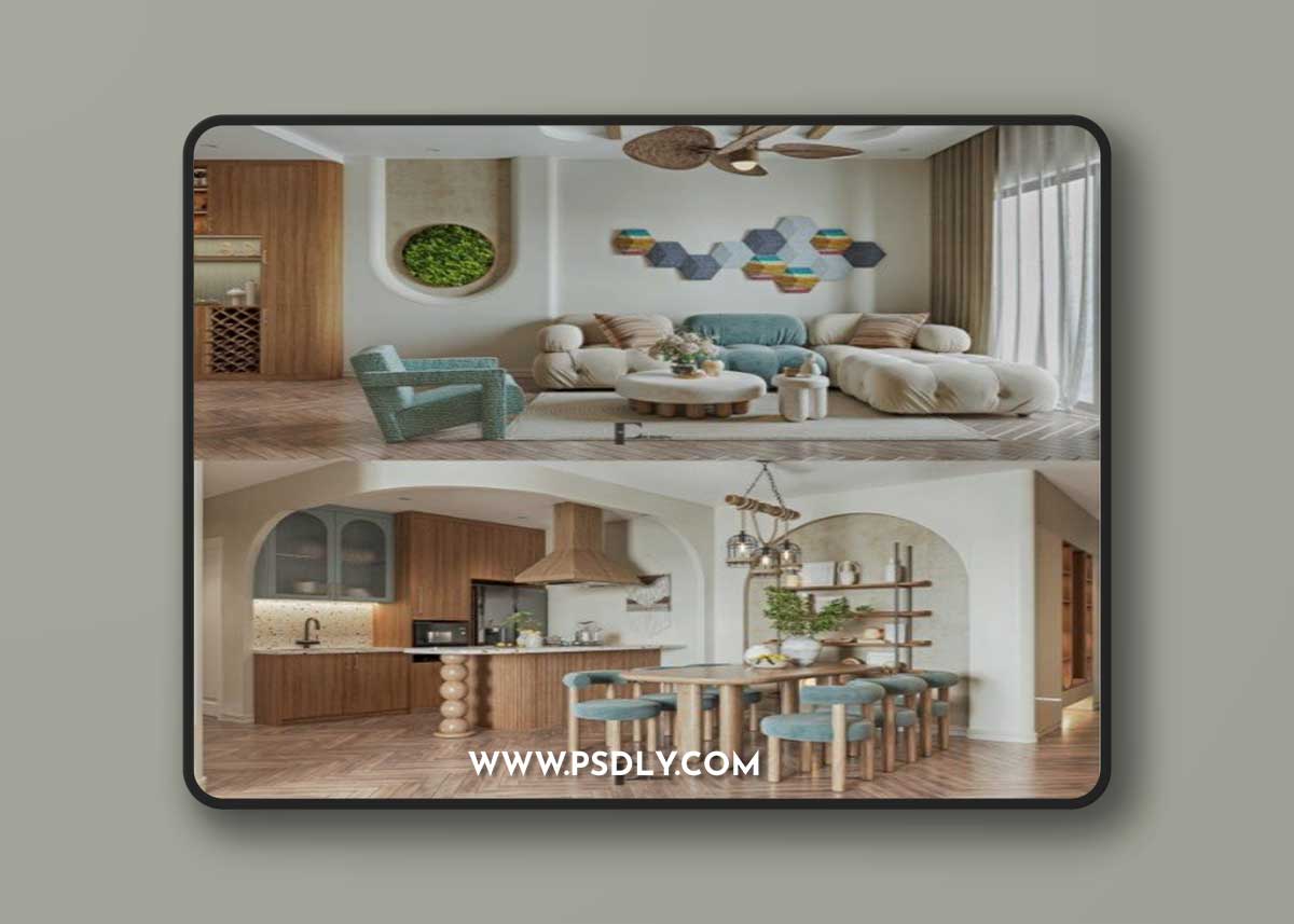 Living Room – Kitchen Interior Scene