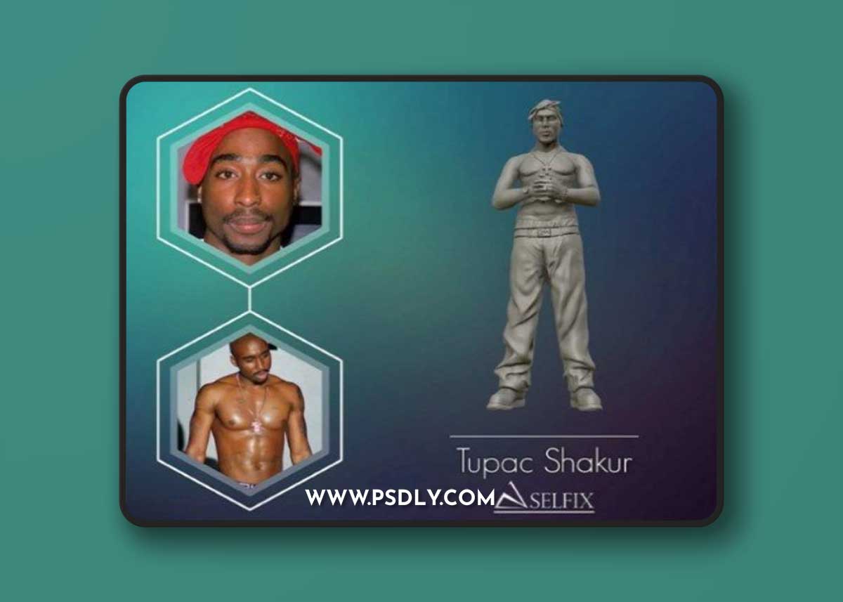 Tupac Shakur hip hop artist 3d sculpture
