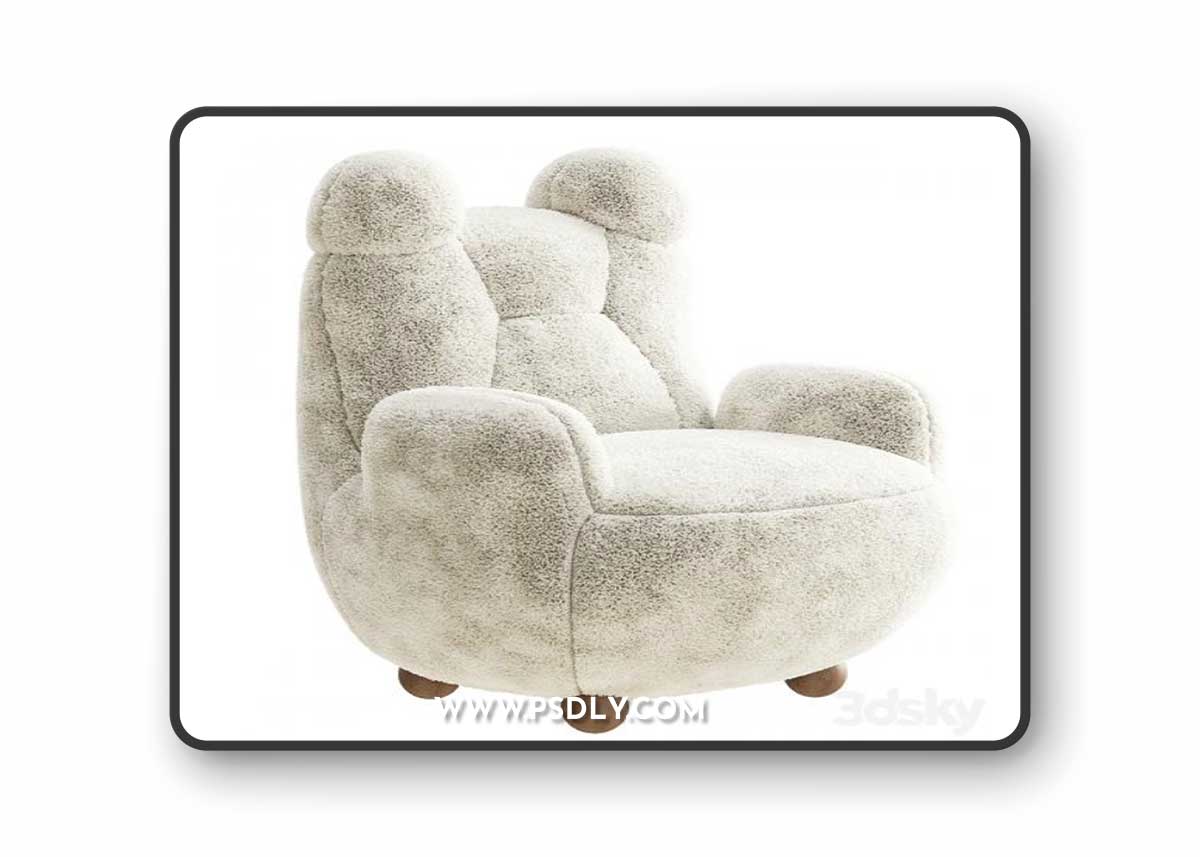 Papa bear Armchair Fur 3D Model