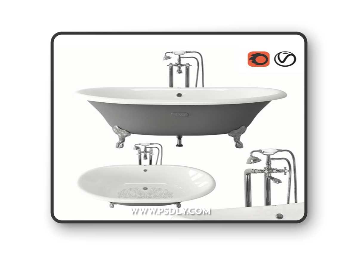 Roca Newcast Classic Bathtub 3D Model
