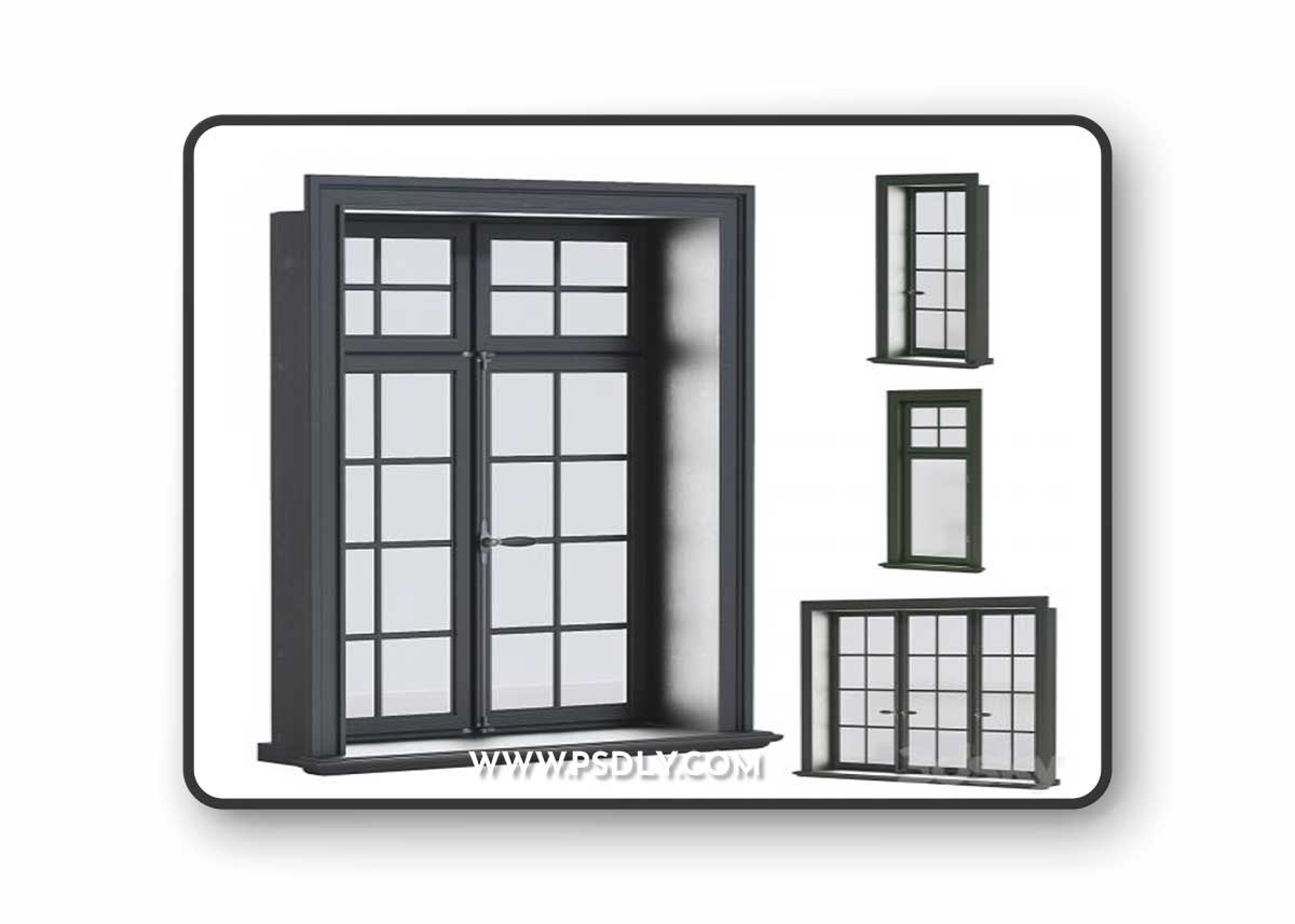 Set of scandinavian windows 3D Model