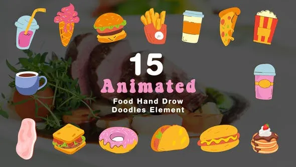 Videohive Fast Food Hand Drawn Doodle Elements 2D Animation Scene 49457166