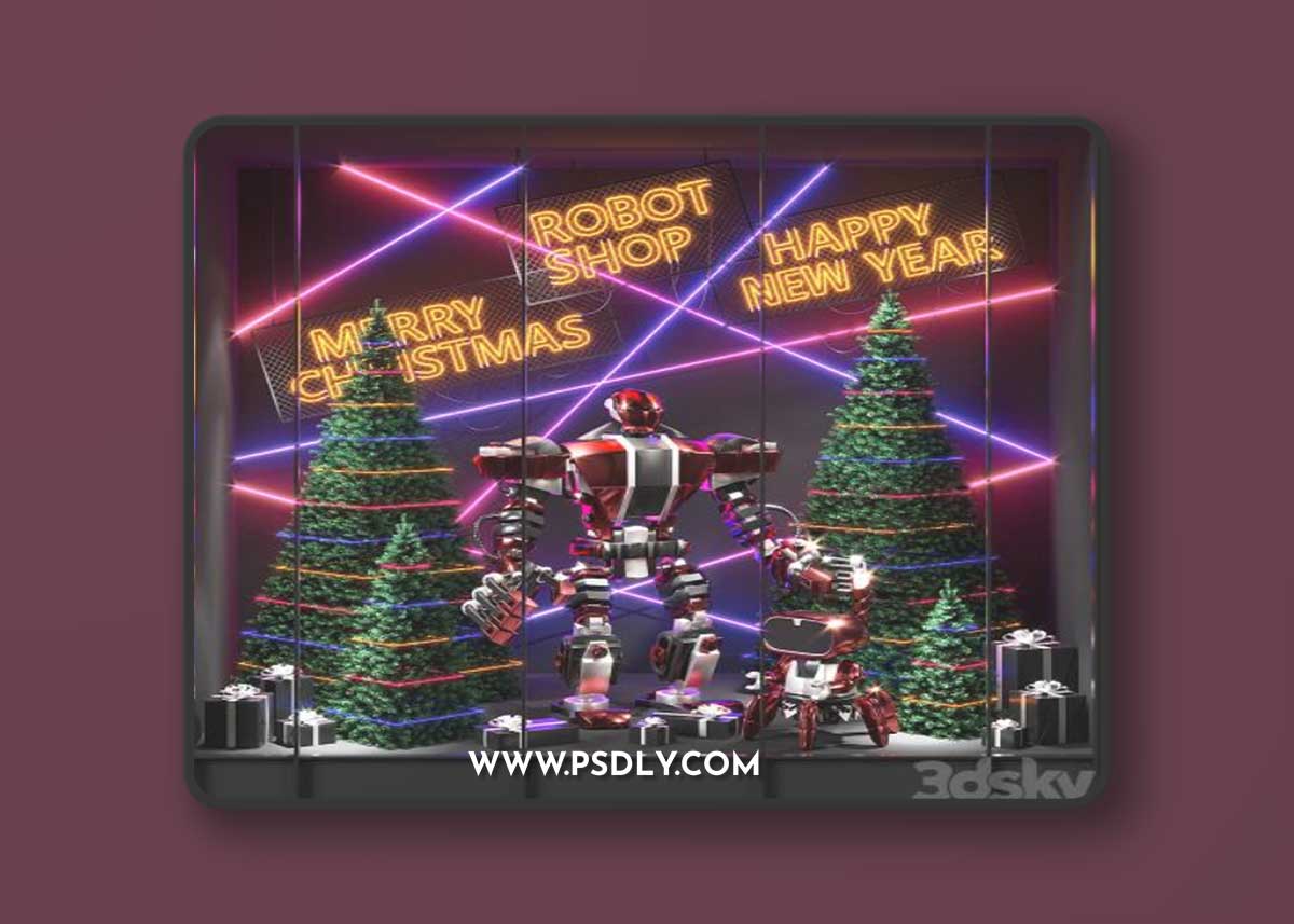 Shop window of robots 3D Model