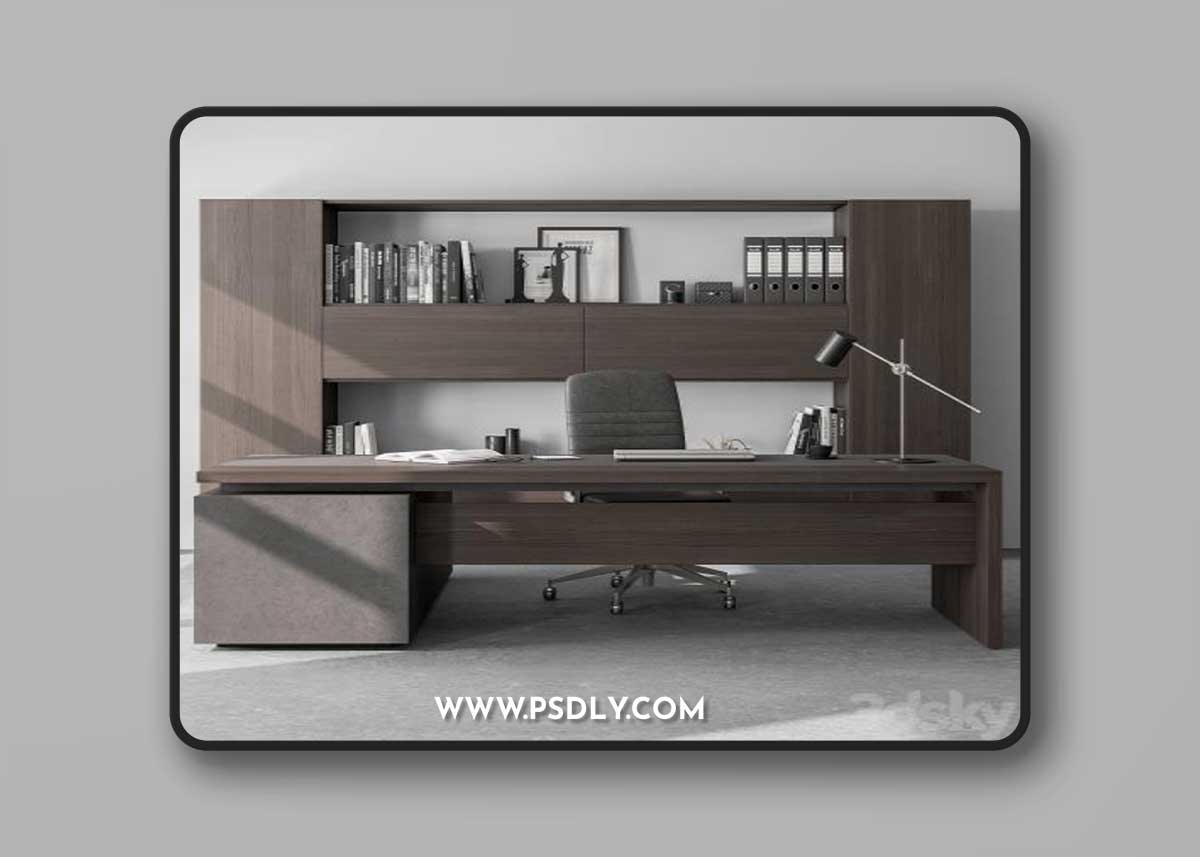 Boss Desk and Library Wooden Set - Office Furniture 298