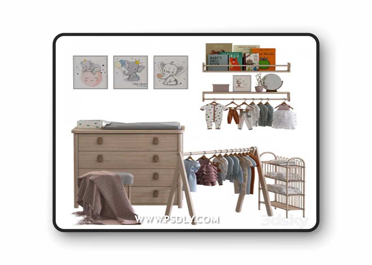Childrens furniture, clothes and accessories 3D Model