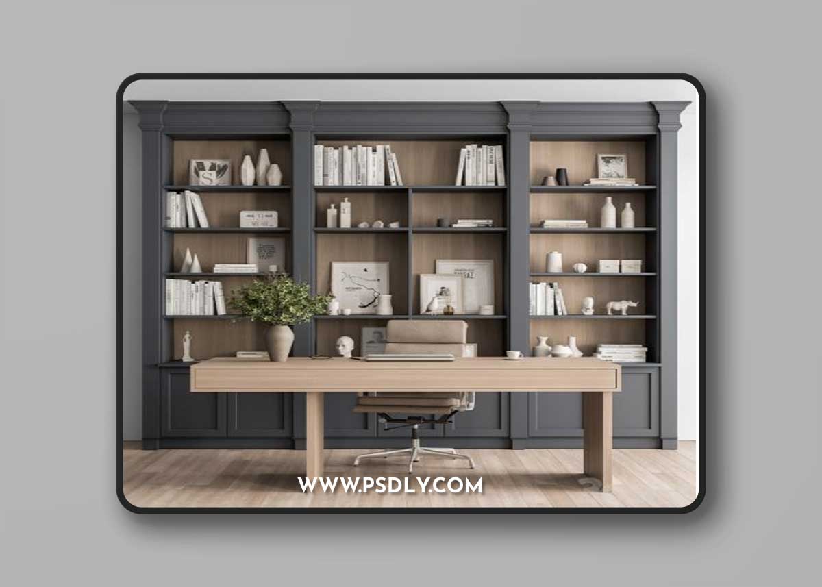 Classic Boss Desk and Library Set - Office Furniture 283