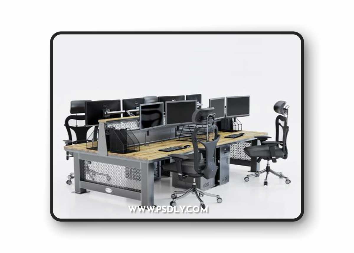Computer desk for 4 workplaces