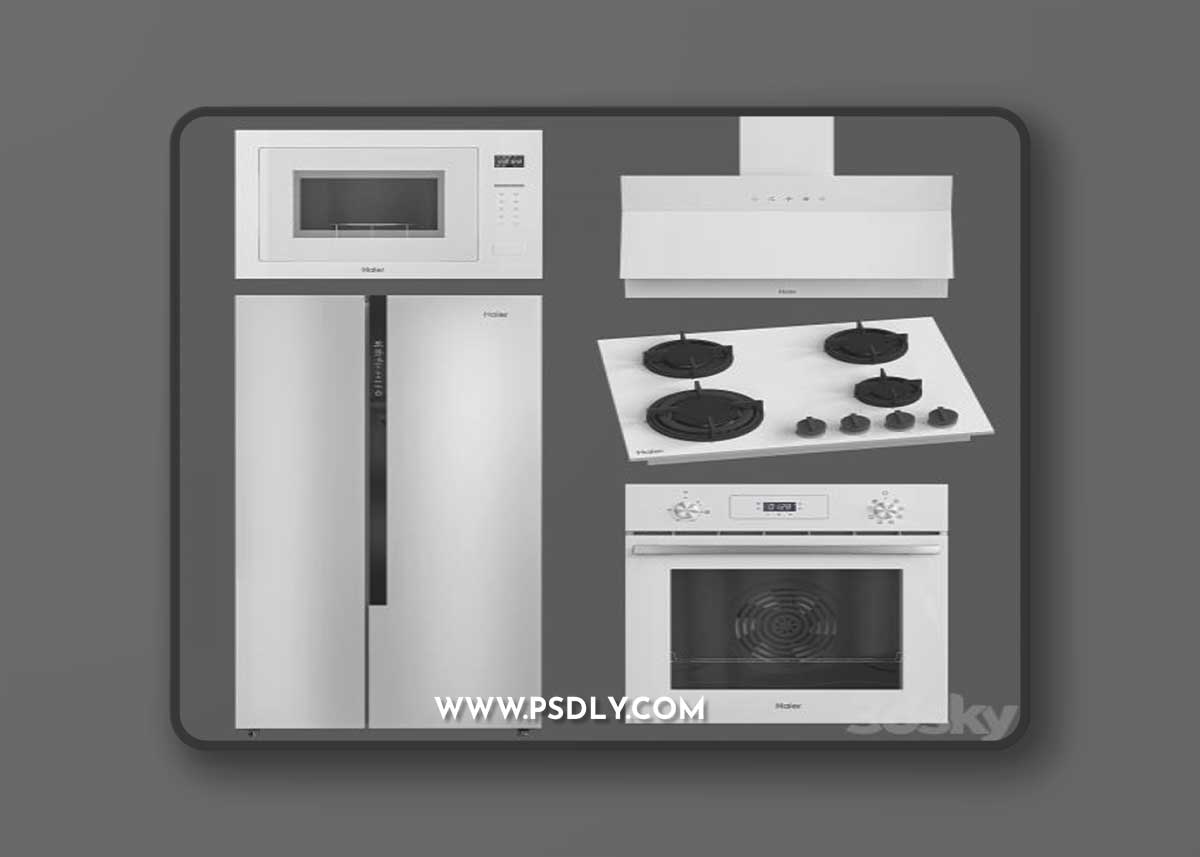Haier-kitchen-set-white-3D-Model