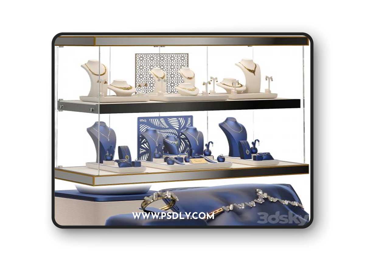 Jewelry showcase for a store 2. Jewelry stand. Display