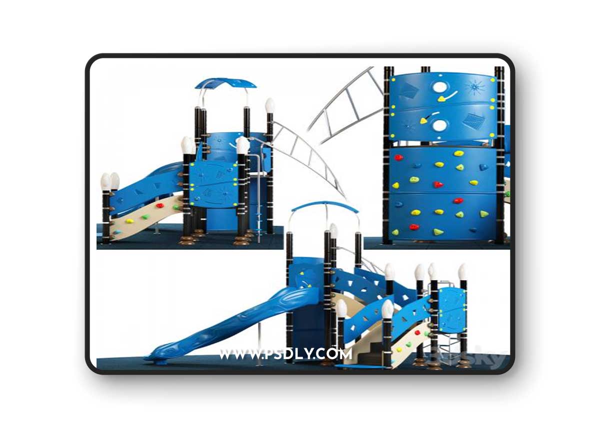 Kids playground equipment with slide climbing 03