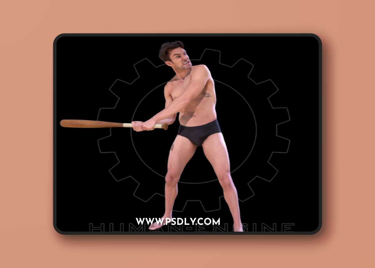 Male Scan - Dan with Bat 3D Model