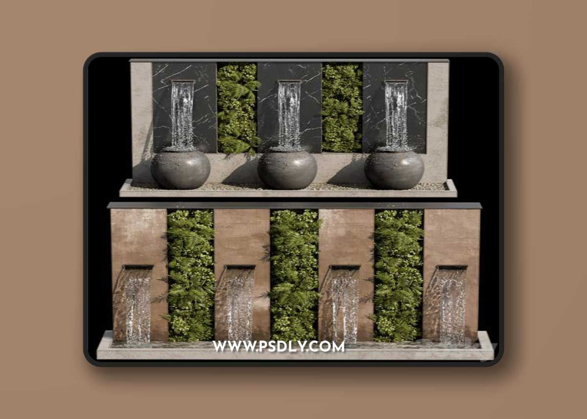 Waterfall fountains cascade 20 3D Model