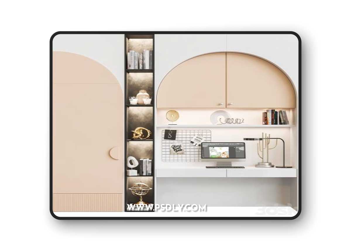 Children's wardrobe with decor and workplace