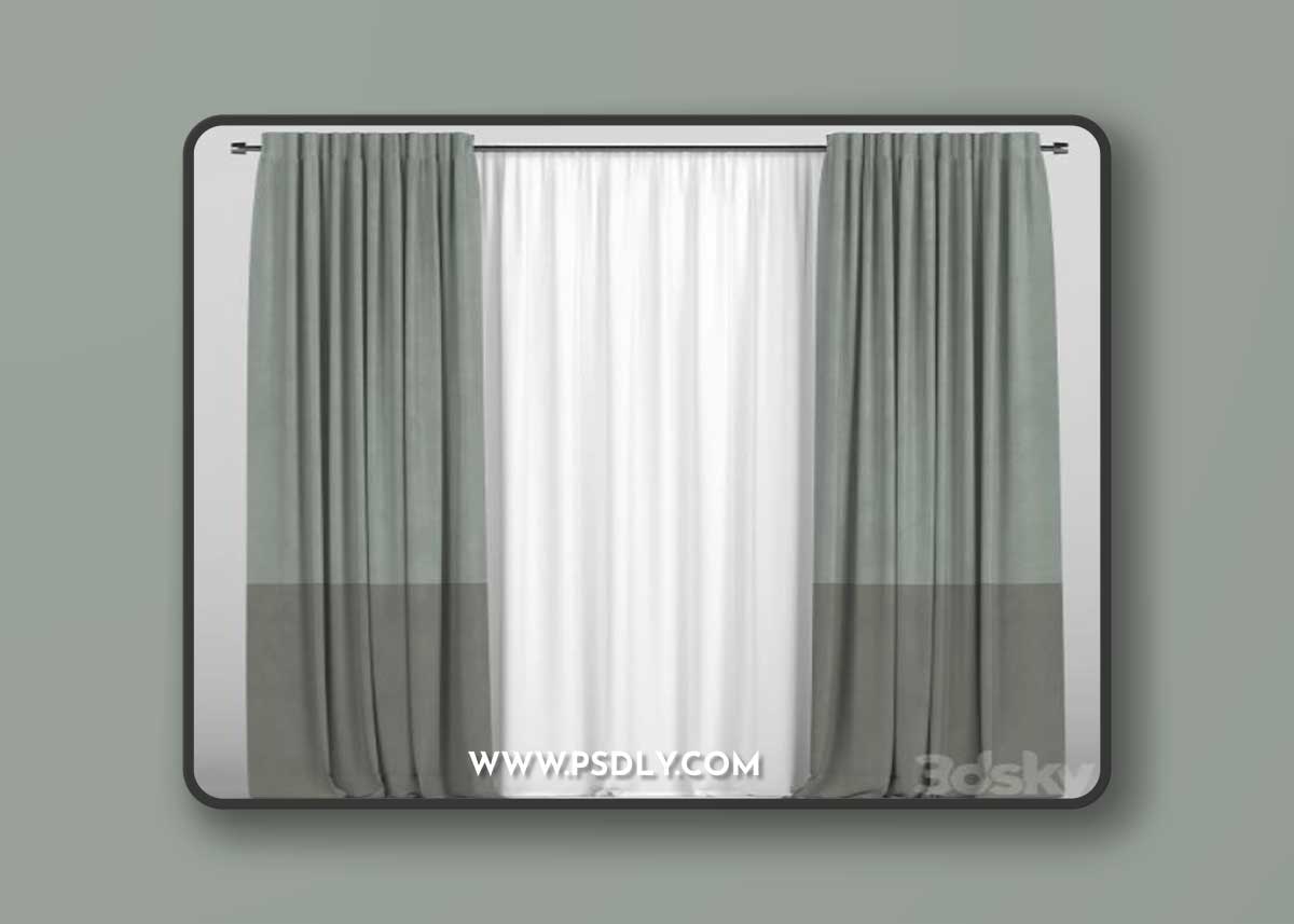 Curtains with tulle in two colors