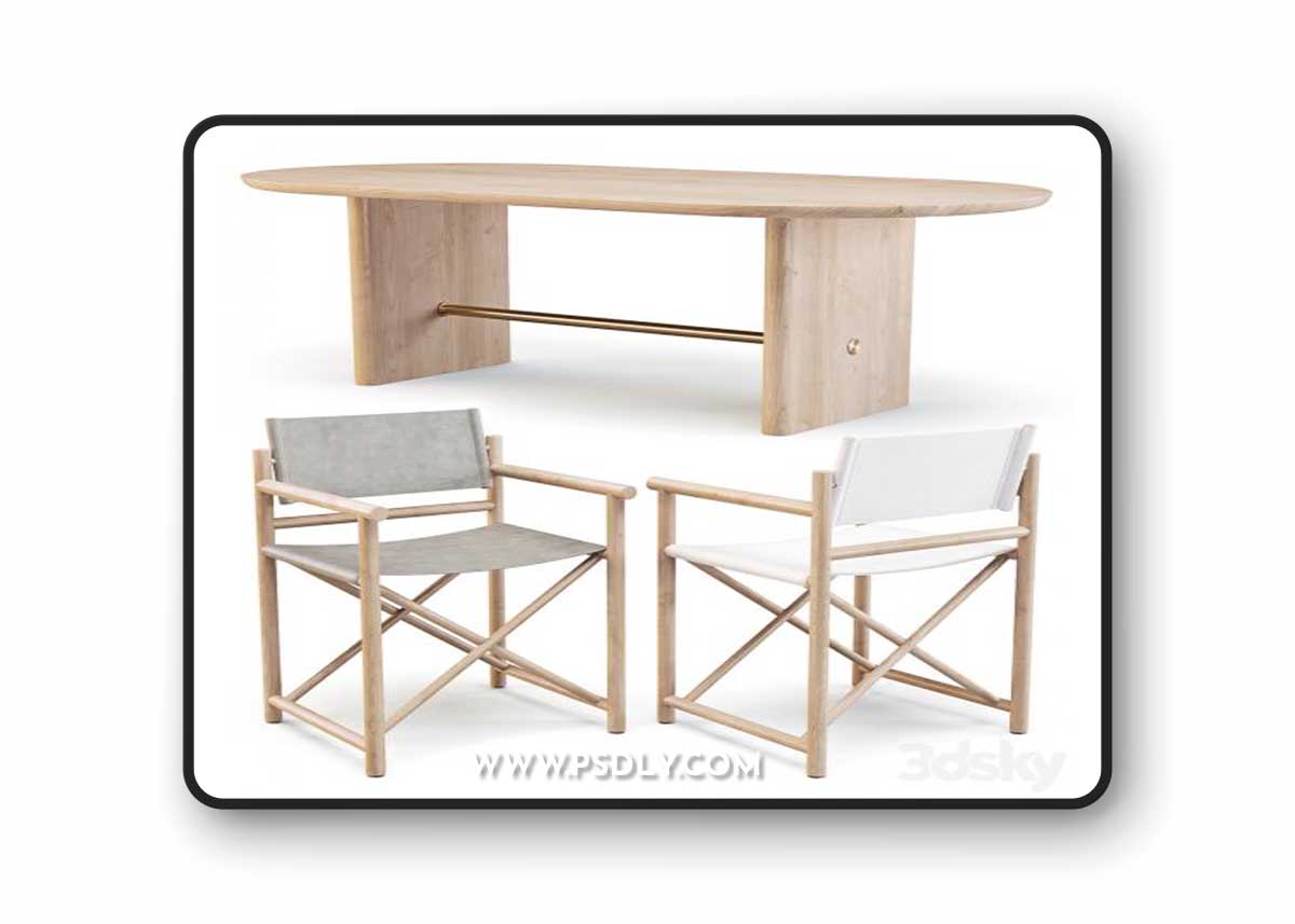 Dining Set: Crate and Barrel (Table Oli Oval and Chairs Director's)