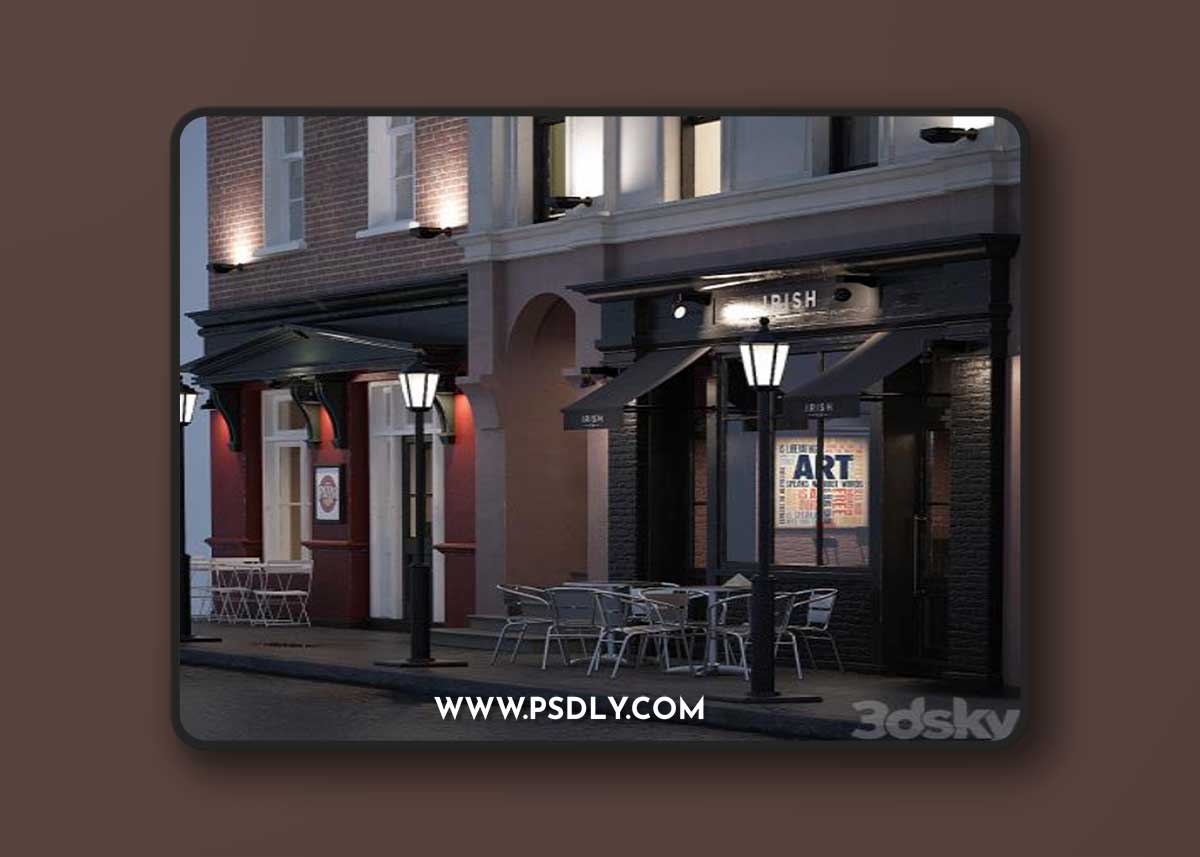 Evening facade for the background 3D Model