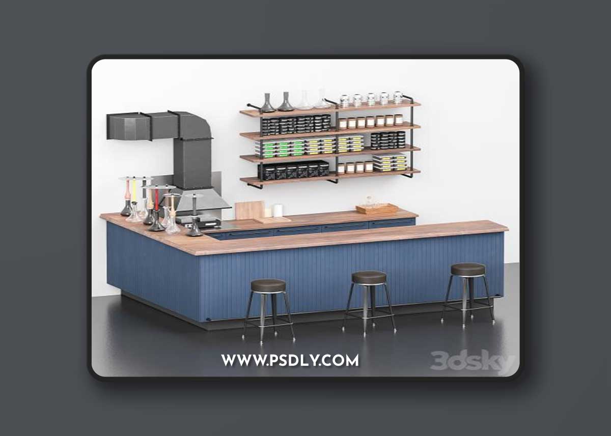 Hookah lounge bar counter 3D Model