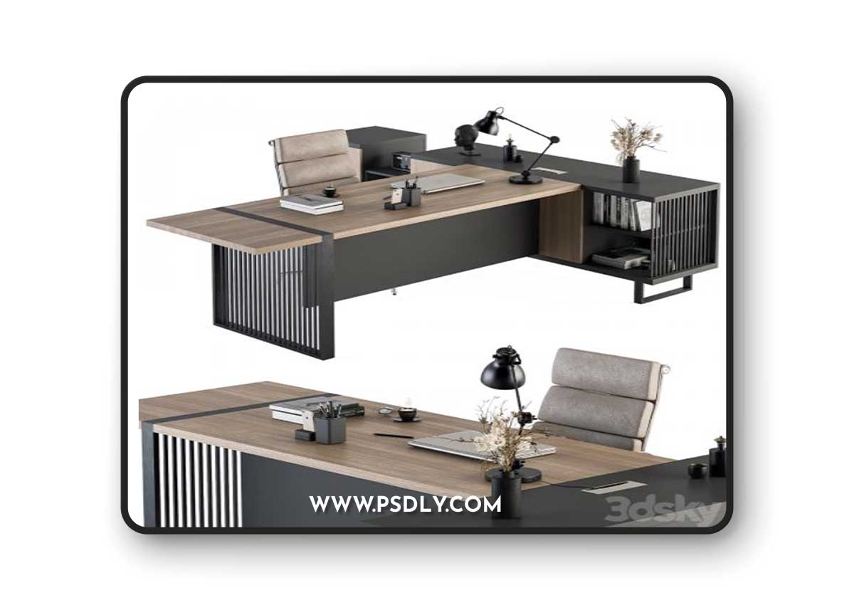 Manager Desk Wood and Black - Office Furniture 264
