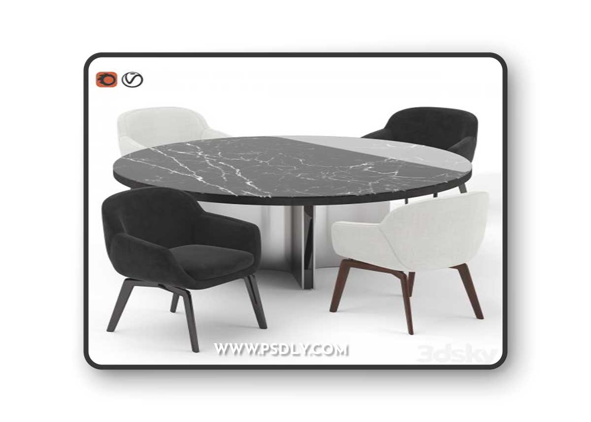 Minotti Belt chair and Marvin table