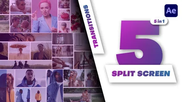 Videohive Multiscreen Transitions - 5 Split Screen - Vol. 03 50639635