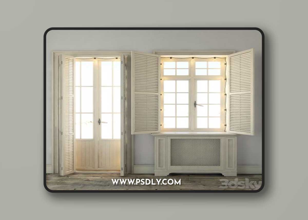 Windows with shutters and backlighting