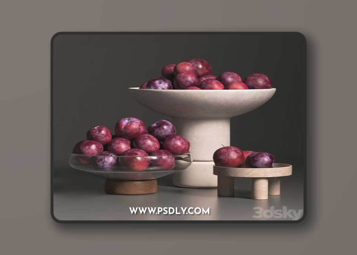 Cherry plum in vases 3D Model