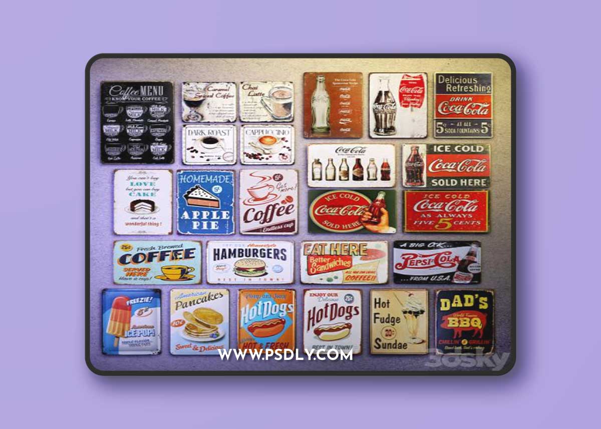 Metal decorative plate - a collection №3. Food and beverages