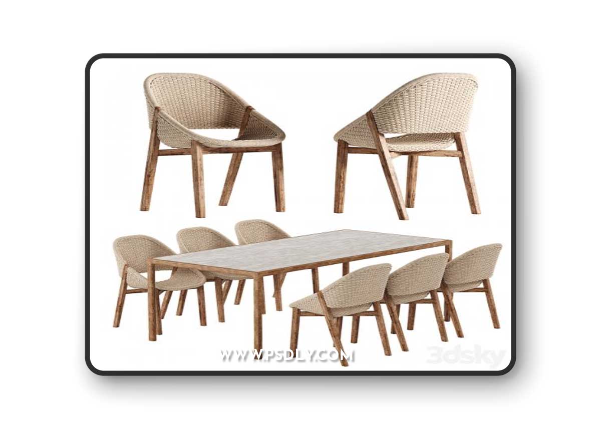 Tribu Elio chair Illum Teak table set
