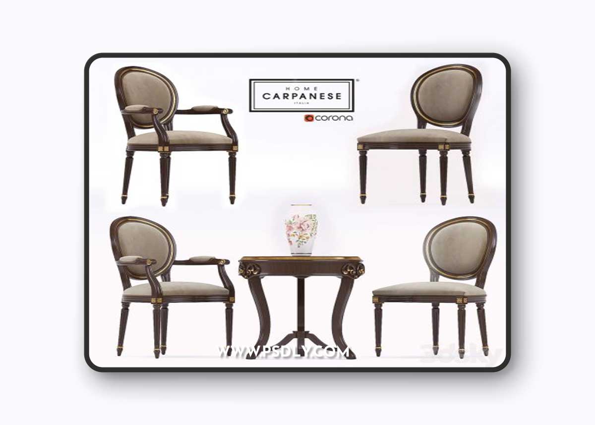 Coffee table with Carpanese armchairs