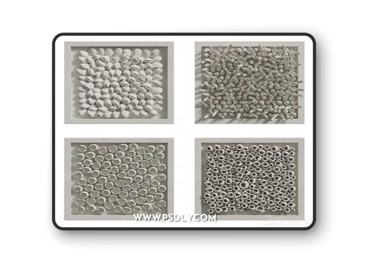 Coral Reef Wall Decoration in frames 2 3D Model