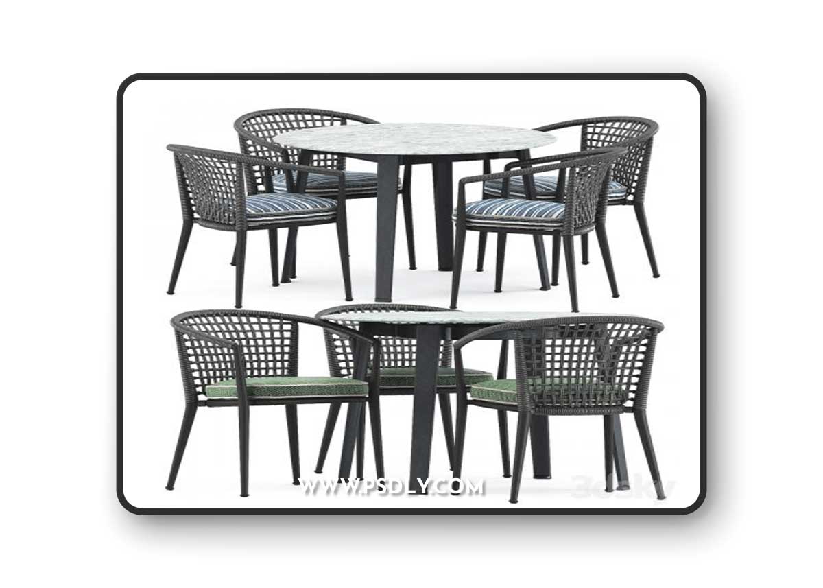 Erica 19 chair and Ginepro round Outdoor table by bebitalia